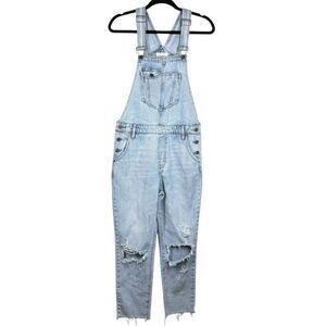 Neuflora Silverton Denim Overalls Light Wash Distressed Bibs Women’s Size Small